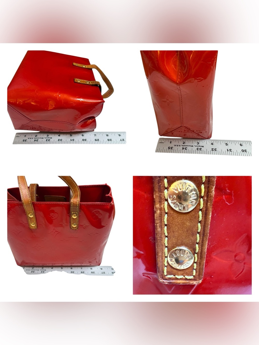 Louis Vuitton Red Vernis Tote- see callouts - Picture 9 of 11